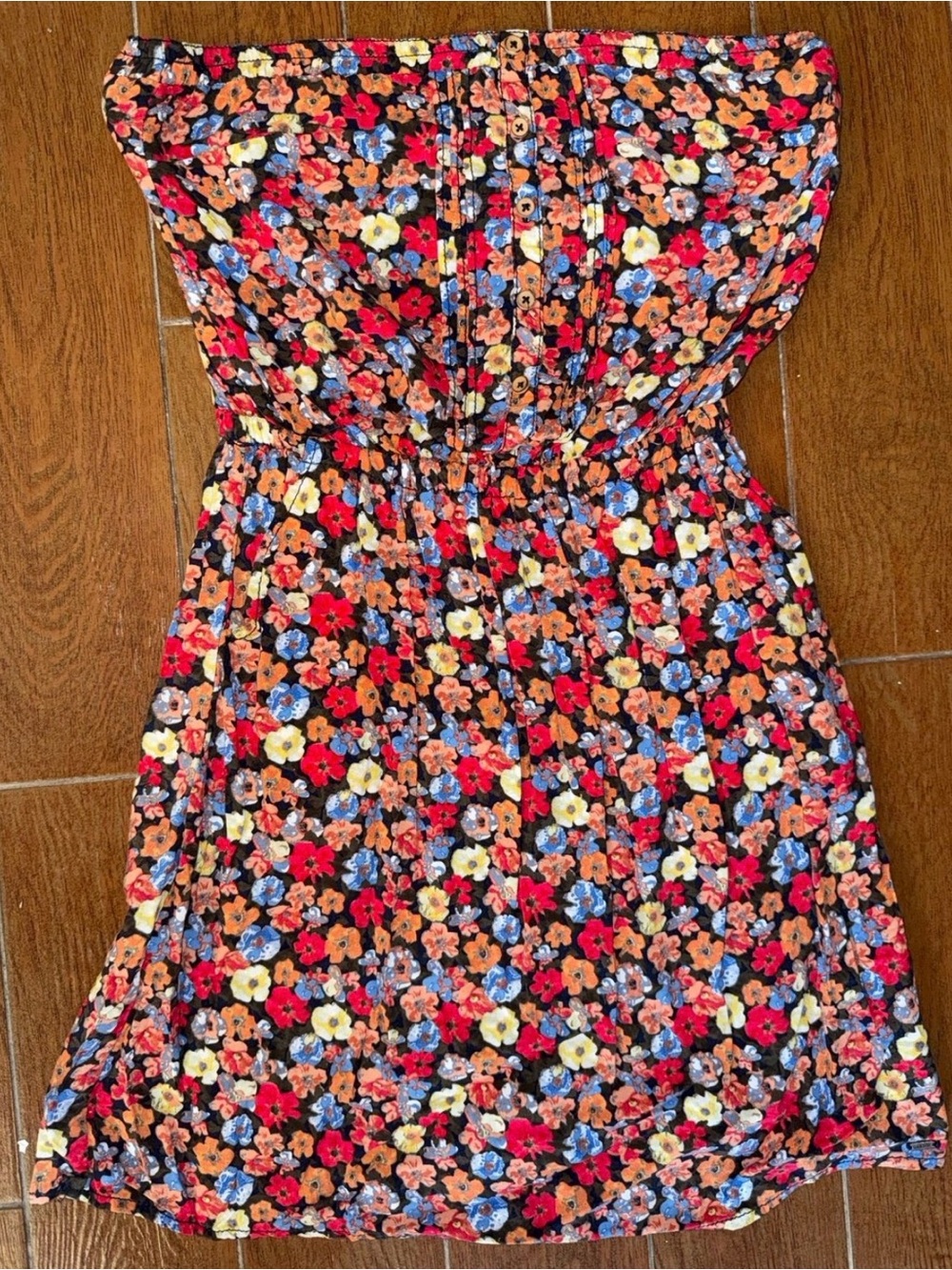 Garage Strapless Floral Dress in Black, Red, Orange, Blue, Yellow